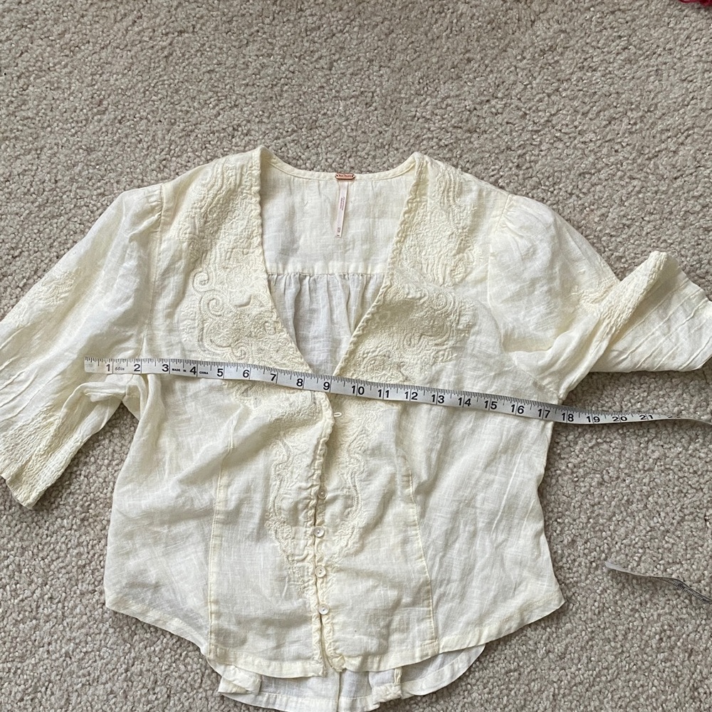 Free people new Elegant Cream Embroidered Women's TopXS